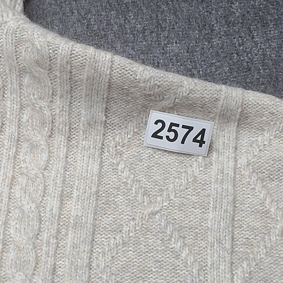 LOFT Sweater Womens XS/S Beige Turtleneck Poncho Cable Knit Boxy Short Sleeve - Picture 9 of 9